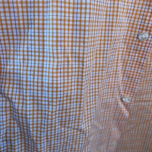 Perry Ellis Modern Fit Sz 19 36/37 Orange and White Blue Pin Stripe Dress Shirt - Picture 3 of 5